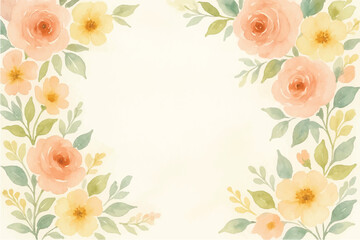 Vintage floral background with romantic pink roses, elegant frame, and decorative hearts for a wedding or Valentine's Day card design