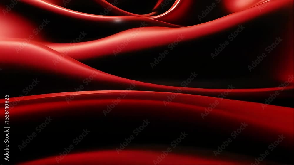 Poster abstract red fabric waves in motion