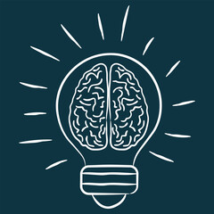Glowing Brain Idea within a Light Bulb