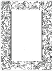 Tropical leaves botanical border and frame illustration