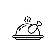 Roasted Chicken or Turkey Icon with Steam on a Plate