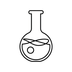 Simple Line Drawing of a Flask with Liquid