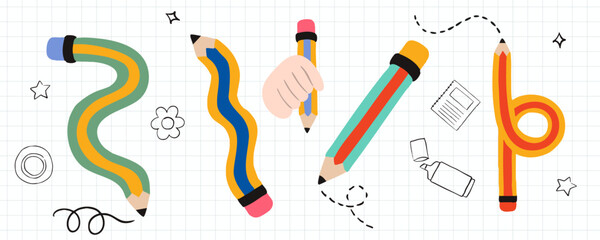 twist pencil element object for school decoration