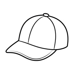 Baseball cap outline illustration for coloring book or graphic design element