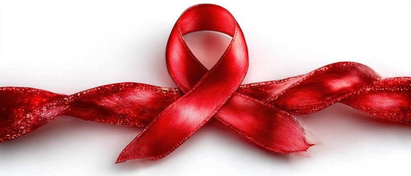 Red ribbon on white background
