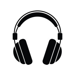 Black and white vector illustration of headphones on a white background