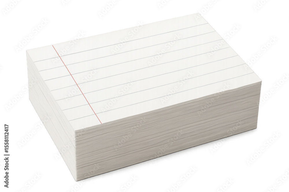Poster large stack of lined index cards isolated on transparent background, ready for notes, lists, or stud