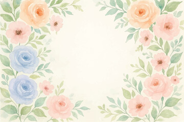 Vintage floral background with romantic pink roses, elegant frame, and decorative hearts for a wedding or Valentine's Day card design