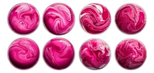 Swirling Abstract Pink Patterns in Circular Plates on White Background, Isolated on Transparent, white background