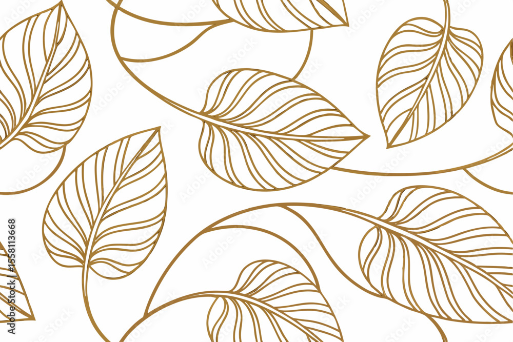 Poster elegant gold leaf pattern on a white background with transparency suitable for various design projec