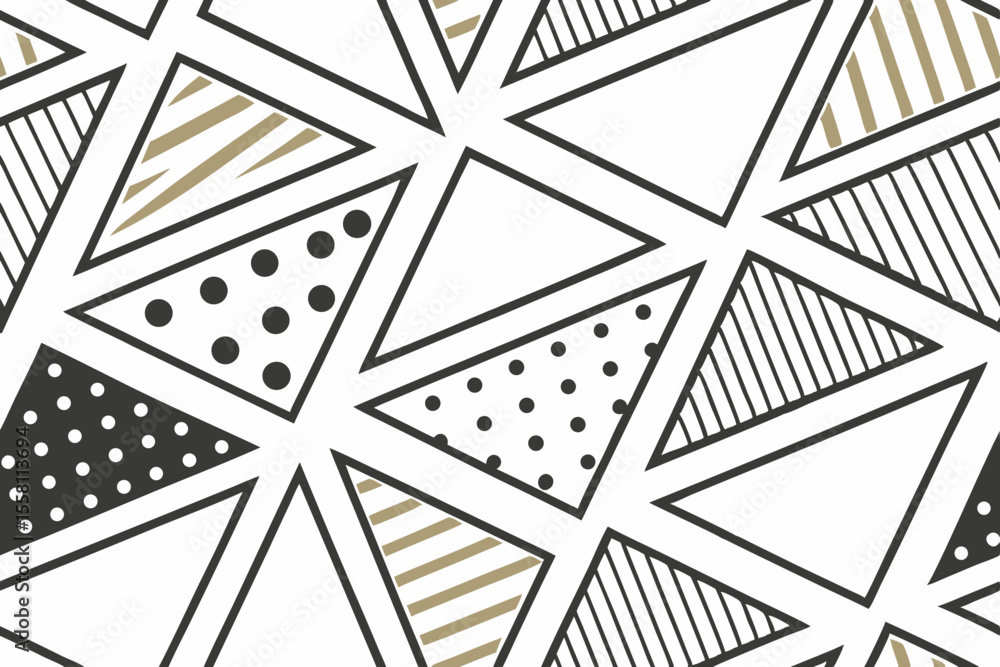 Poster geometric triangle pattern with various fill styles and clean lines for modern design and decorative