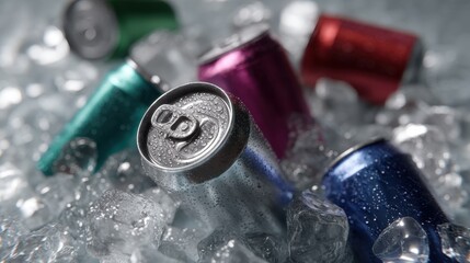 Refreshing beverages cool down in ice for a summer gathering near the beach during a warm afternoon