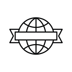 Global Business Emblem with Blank Ribbon Banner