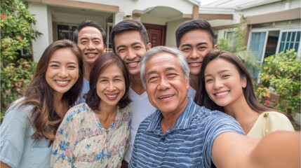Multi generation family taking a selfie picture