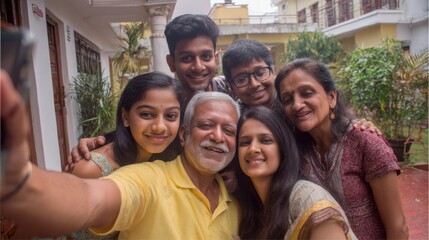 Multi generation family taking a selfie picture