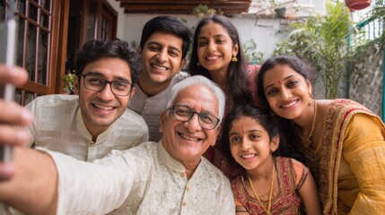 Multi generation family taking a selfie picture