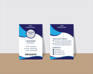 Professional ID card vector template clean, modern, and customizable design for Print or digital use, ID Card, Identity Card for print, Adobe Illustrator Vector file high-quality for Branding.