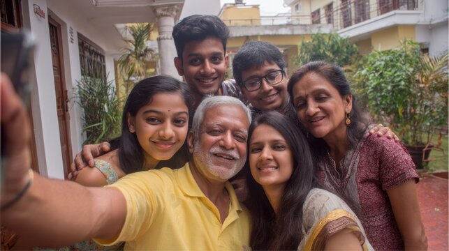 Multi generation family taking a selfie picture