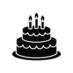 Two Tiered Birthday Cake with Candles Icon