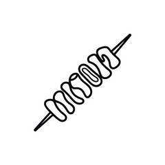 Simple Line Drawing of Grilled Meat Skewer