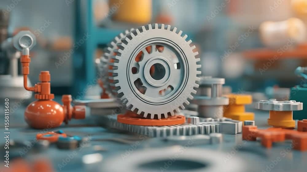 Poster close-up of intricate mechanical gears and components