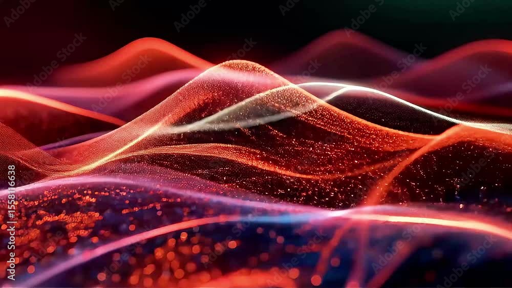 Poster abstract red and orange wave patterns in motion