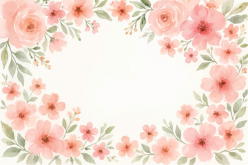 Vintage floral background with romantic pink roses, elegant frame, and decorative hearts for a wedding or Valentine's Day card design