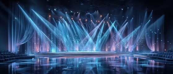 Stage with vibrant blue lighting