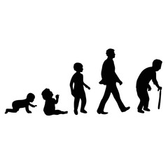Vector Human Life Cycle Silhouette – From Baby to Old Age Illustration
