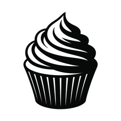 Black and White Cupcake Illustration