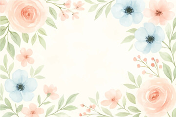 Vintage floral background with romantic pink roses, elegant frame, and decorative hearts for a wedding or Valentine's Day card design