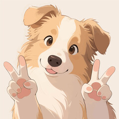 Isolated studio portrait of an adorable happy young white and brown border collie puppy