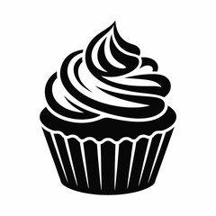 Simple Black and White Cupcake Icon