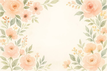 Vintage floral background with romantic pink roses, elegant frame, and decorative hearts for a wedding or Valentine's Day card design