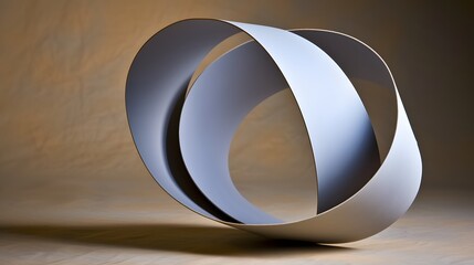 Abstract Curves of Paper Creating a Dynamic Sculpture in Soft Light and Neutral Background