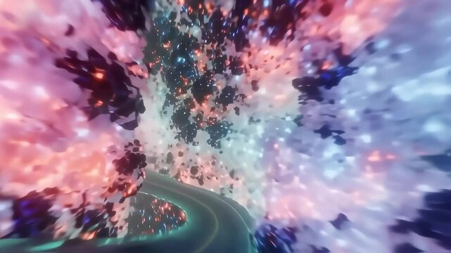 Fast-Paced 360 Journey Through Coral Nebula Canyons