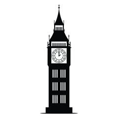Silhouette of Big Ben Clock Tower in London United Kingdom Illustration