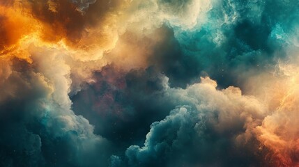 Heavenly dreamy fluffy colorful fantasy clouds