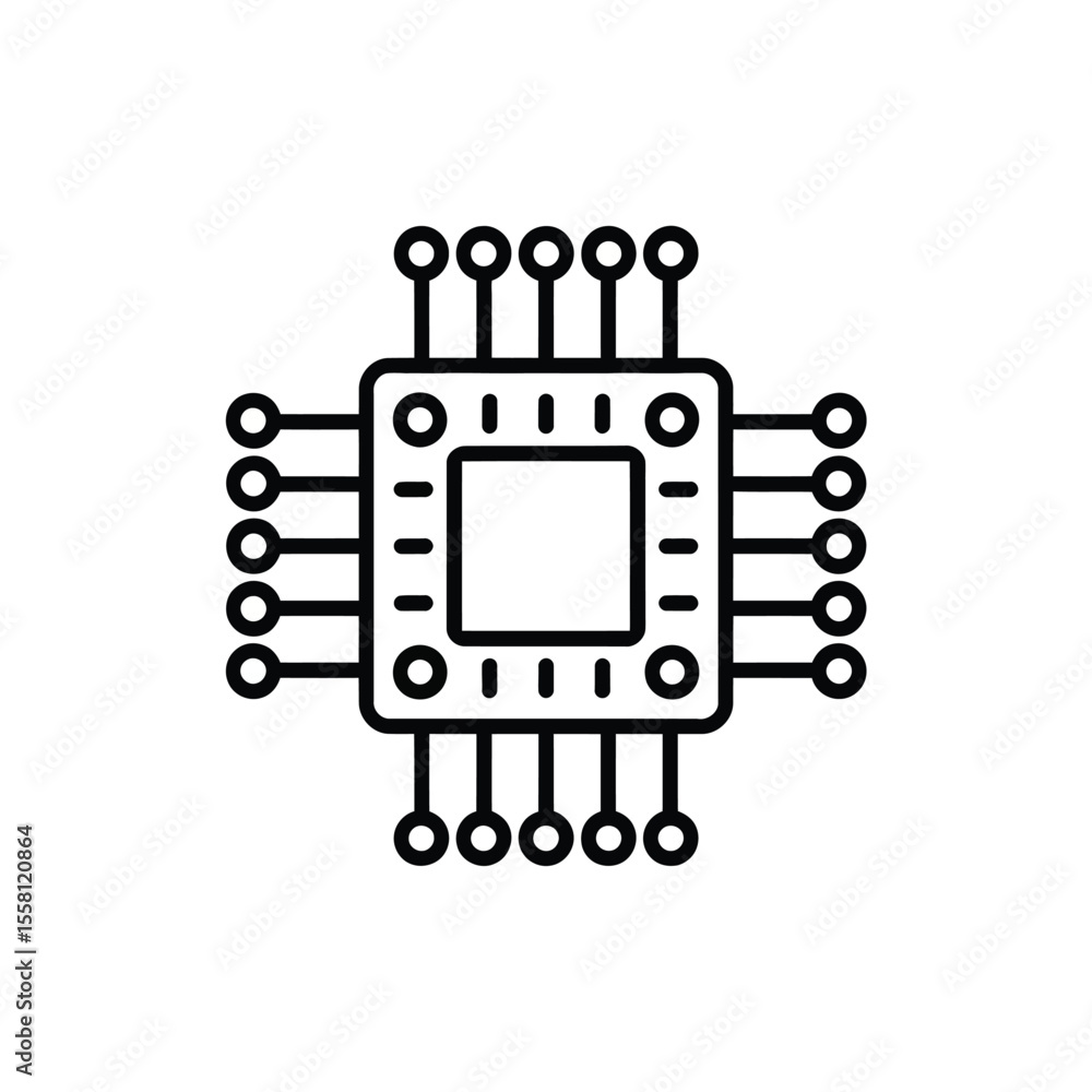 Fototapete outline of a microchip or integrated circuit