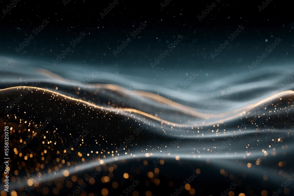 Poster abstract digital particles flowing ai concept big data visualization