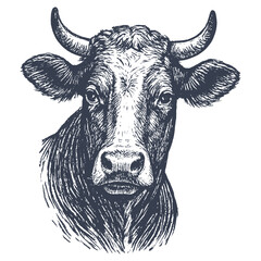 Vintage Hand-Drawn Bison Head Illustration in Engraving Style vector file