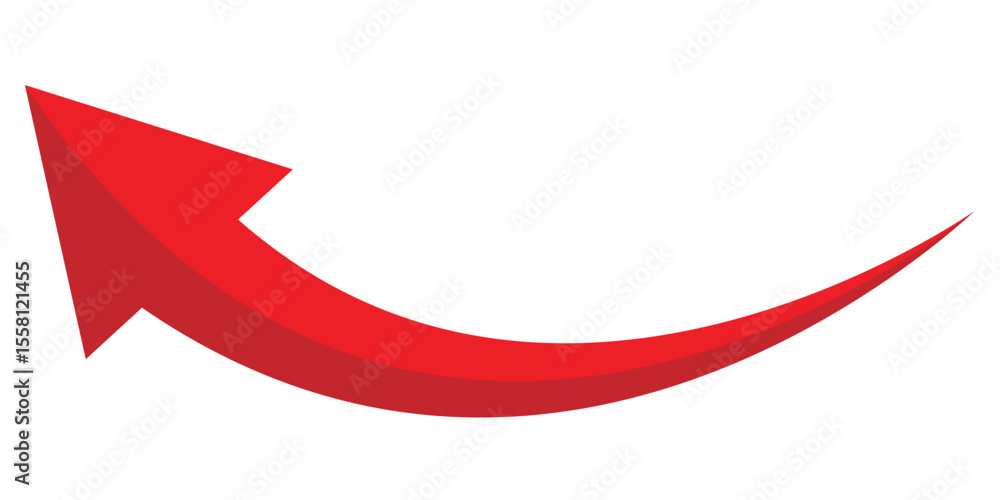 Aufkleber long arrow icon. curved arrow. curve arrow up direction pointing. red 3d arrow vector illustration.