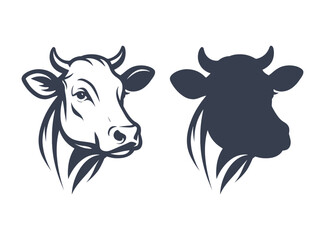 Minimalist Vector Cow Head Illustration for Farm and Dairy Branding vector file