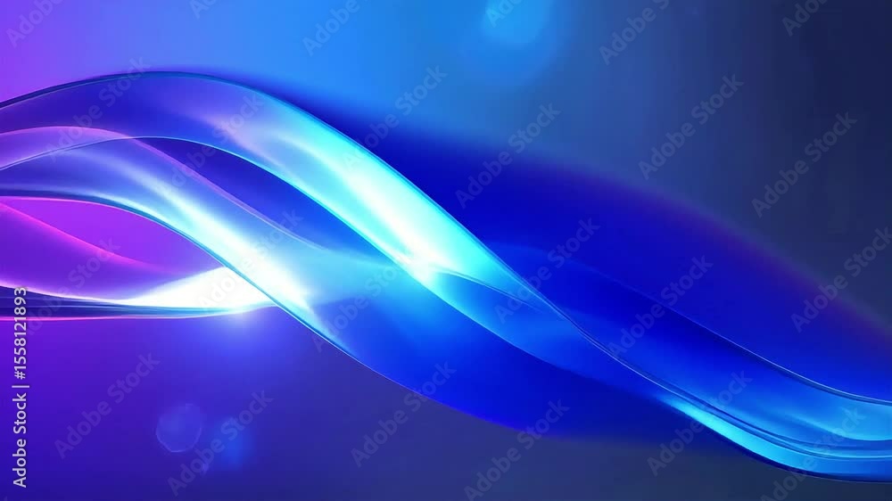 Poster dynamic blue and purple abstract waves in motion