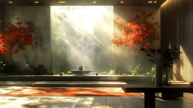 Sunlight Streaming Through Window in Minimalist Room. Generative ai
