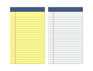 Legal Yellow Paper. Vintage notepad sheet. Paper for legal documents. Vector illustration in flat style.
