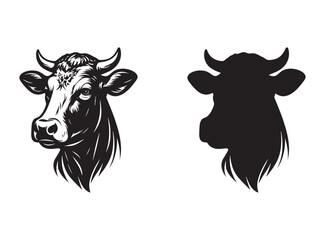 Minimalist Vector Cow Head Illustration for Farm and Dairy Branding vector file