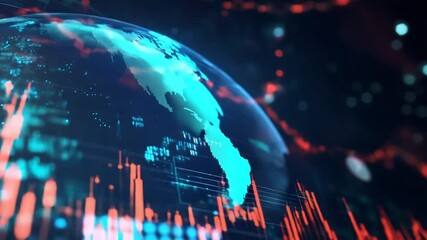 Digital globe with data visualization and connections - Powered by Adobe