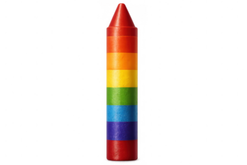 Colorful crayon showcasing rainbow colors on a transparent background, symbolizing diversity, creativity, and art