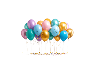 Colorful helium balloons isolated on white background